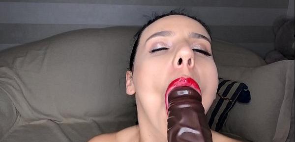  Red lips Juicy Big Tits and a big bbd dildo in Nelly Kent mouth